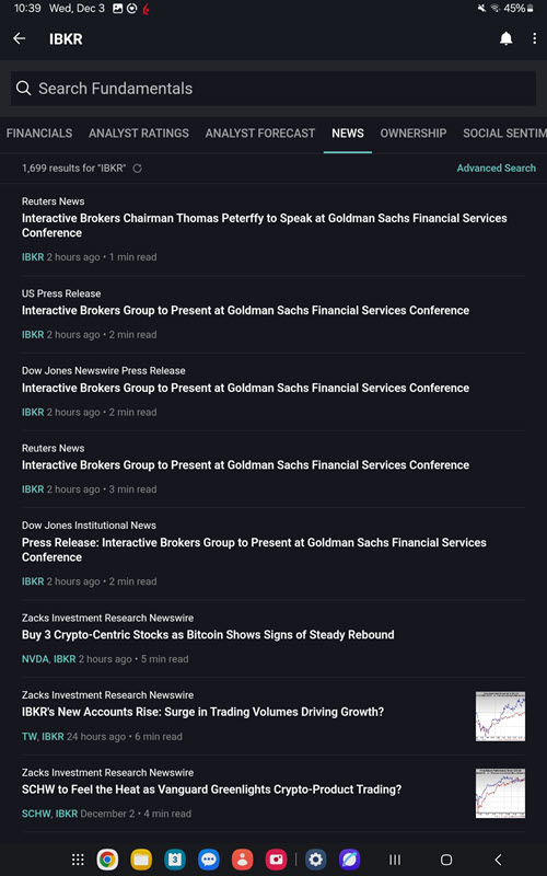 The search fundamentals on the android tablet. 